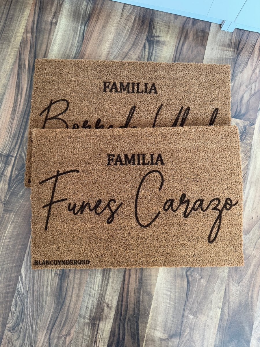 Felpudo Familia - Blanco y negro 3D